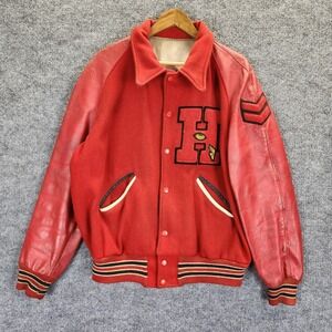 Vintage Holston Cavaliers Letterman Jacket Mens 46 Red Wool Leather Varsity 79